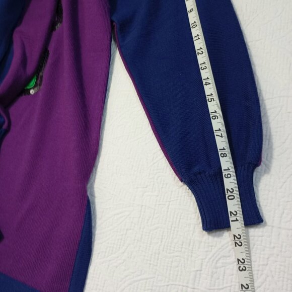 Vintage Louis Feraud Sweater 100% Wool Sequin Design Button Neck Womens Size L - Picture 9 of 11